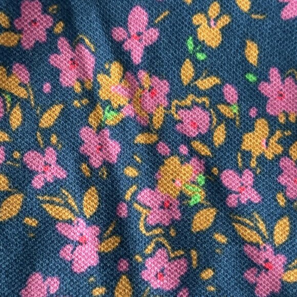 Isaac Mizrahi Live Floral Polo Shirt Navy Multi Size L - Picture 4 of 9